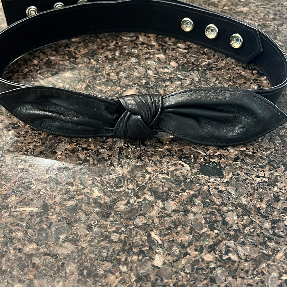 Black leather belt.